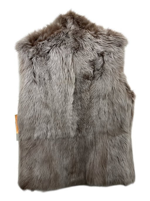 Post Card Size 8 Mocha Brown & Gray Lamb Shearling Fuzzy Suede Detail Vest Vest Mocha Brown & Gray / 8