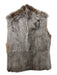 Post Card Size 8 Mocha Brown & Gray Lamb Shearling Fuzzy Suede Detail Vest Vest Mocha Brown & Gray / 8