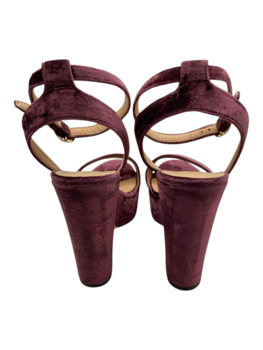M. Gemi Shoe Size 40 Burgundy Purple Velour Toe Strap Ankle Buckle Sandals Burgundy Purple / 40
