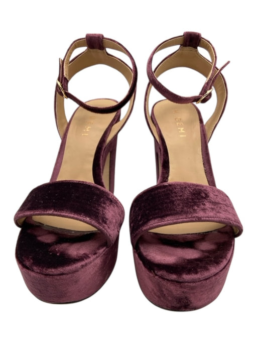 M. Gemi Shoe Size 40 Burgundy Purple Velour Toe Strap Ankle Buckle Sandals Burgundy Purple / 40