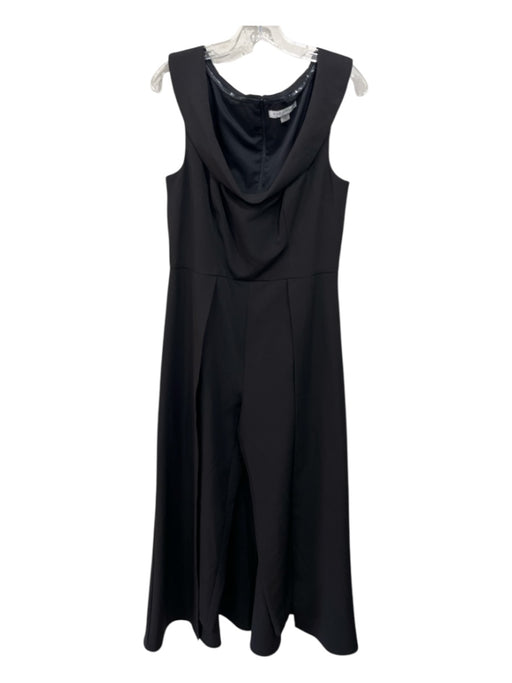 Kay Unger Size 12 Black Polyester Boat Neck Sleeveless Skirt Overlay Jumpsuit Black / 12