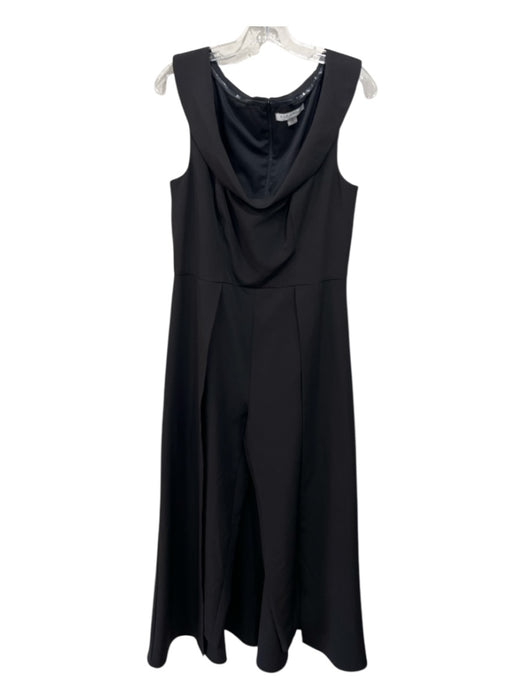 Kay Unger Size 12 Black Polyester Boat Neck Sleeveless Skirt Overlay Jumpsuit Black / 12