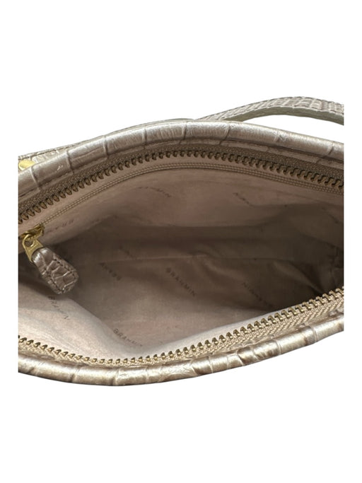 Brahmin Gray Leather Metallic Croc Embossed Zip Top shoulder bag Bag Gray / S