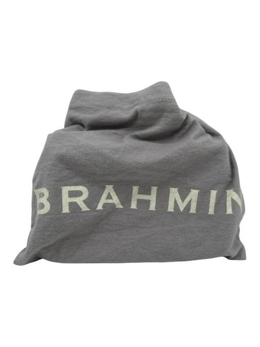 Brahmin Purple & Black Leather Gold Tone Hardware Croc Embossed Zip Top Bag Purple & Black / S