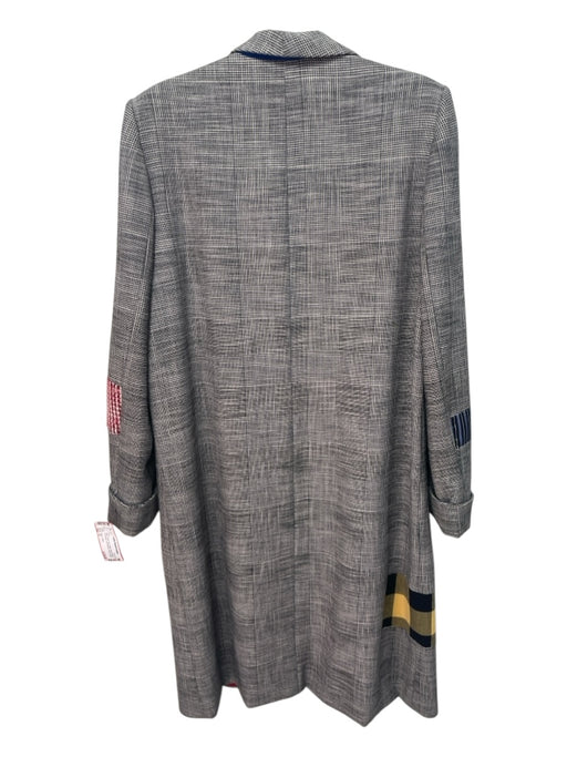 Alice + Olivia Size M Black, White, Blue, Multi Viscose Blend Patchwork Coat Black, White, Blue, Multi / M