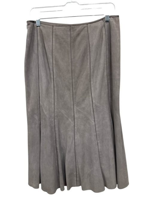 Lafayette 148 Size 8 Gray Leather Side Zip Maxi Skirt Gray / 8