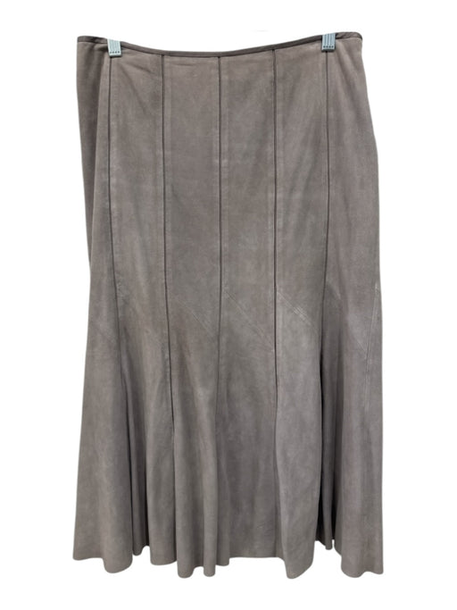 Lafayette 148 Size 8 Gray Leather Side Zip Maxi Skirt Gray / 8
