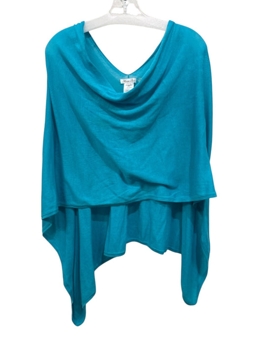 Minnie Rose Blue Cotton Sleeveless Shawl Blue / 0/S