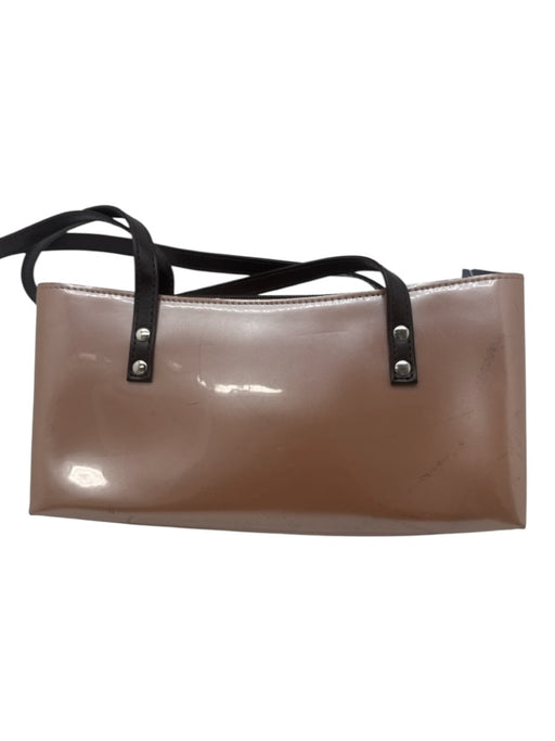 Beijo Brown Patent Leather Zip Close Stud Detail 2 Handles Bag Brown / S