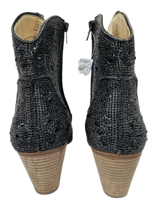 Matisse Shoe Size 9.5 Black Leather Embellished Pointed Toe Stacked Heel Boots Black / 9.5