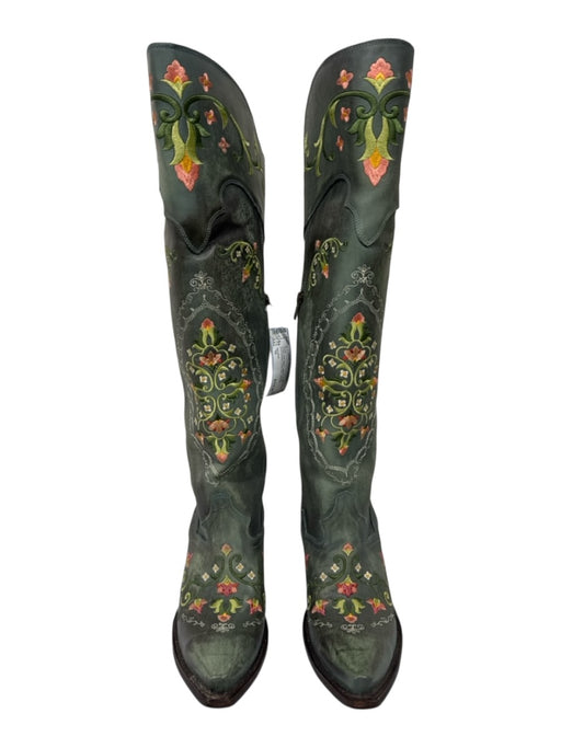 Dan Post Shoe Size 10 Green, Pink, Multi Leather Floral Embroidered Boots Green, Pink, Multi / 10