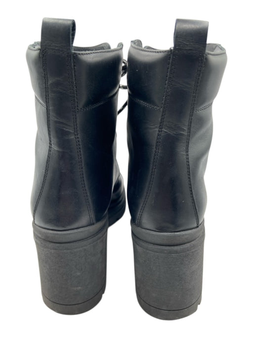 M. Gemi Shoe Size 40.5 Black Leather Upper Lug Sole Block Heel Lace Up Boots Black / 40.5