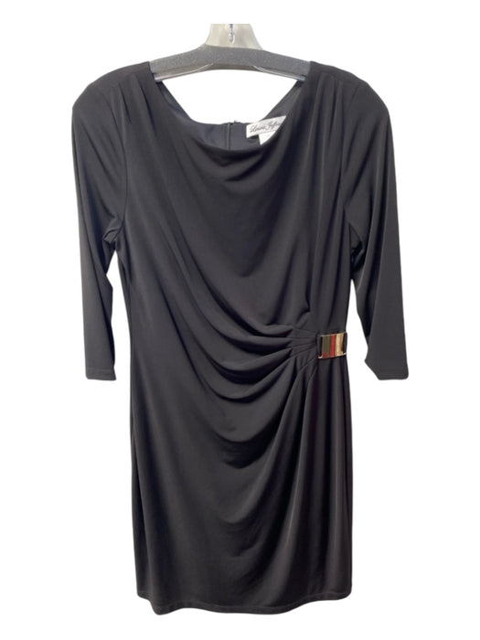 Larura Jefferies Size 10 Black Polyester Bateau 3/4 Sleeve Back Zip Dress Black / 10