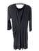 Lauren Ralph Lauren Size 12 Black Poly Blend Deep V Faux Wrap Side Ruching Dress Black / 12