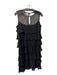 Patra Size 10 Black Polyester Round Neck Sleeveless Sheer Detail Layer Dress Black / 10