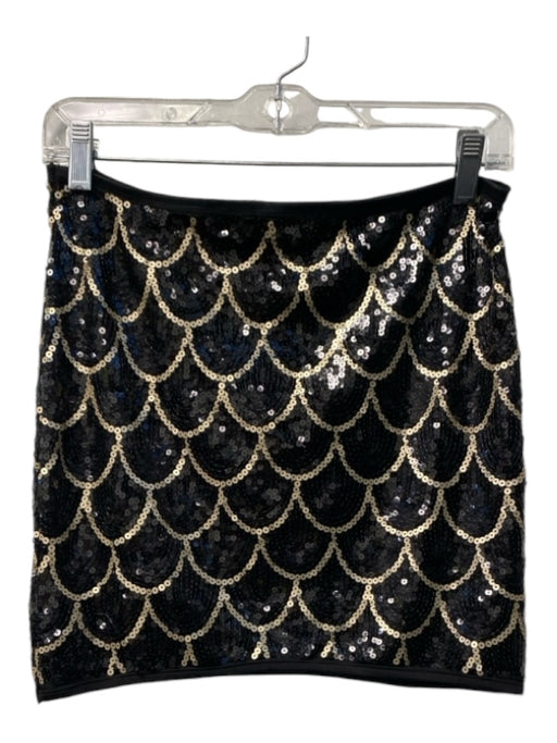 Cristina Love Size Est M Black & Gold Sequin Mini Pull On Scale Pattern Skirt Black & Gold / Est M