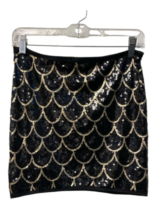 Cristina Love Size Est M Black & Gold Sequin Mini Pull On Scale Pattern Skirt Black & Gold / Est M