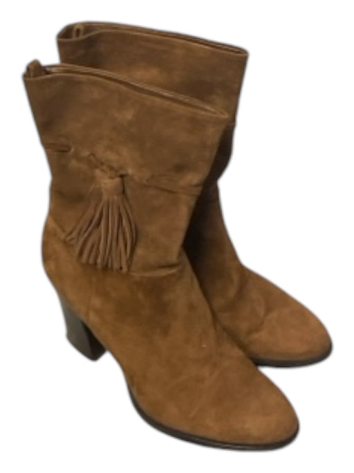 Marc Fisher Shoe Size 8 Brwon, Tan & pink Suede Side Zip Almond Toe Booties Brwon, Tan & pink / 8