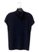 Theory Size Large Navy Wool Blend Turtle Neck Cap Sleeve Ribbed Detail T-shirt Navy / Large