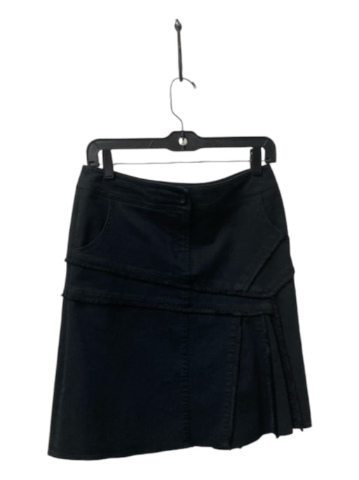 Worth Size 2 Black Cotton Blend Pleat Detail zip fly Pockets Fringe Detail Skirt Black / 2