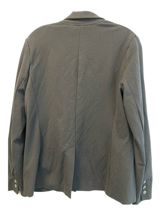 Drew Size Medium Black Viscose Blend Double Breast Deep V Pewter Buttons Blazer Black / Medium