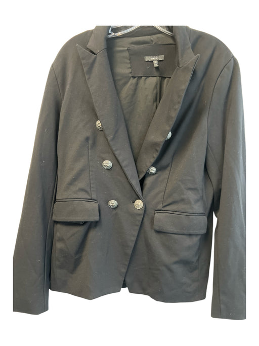 Drew Size Medium Black Viscose Blend Double Breast Deep V Pewter Buttons Blazer Black / Medium