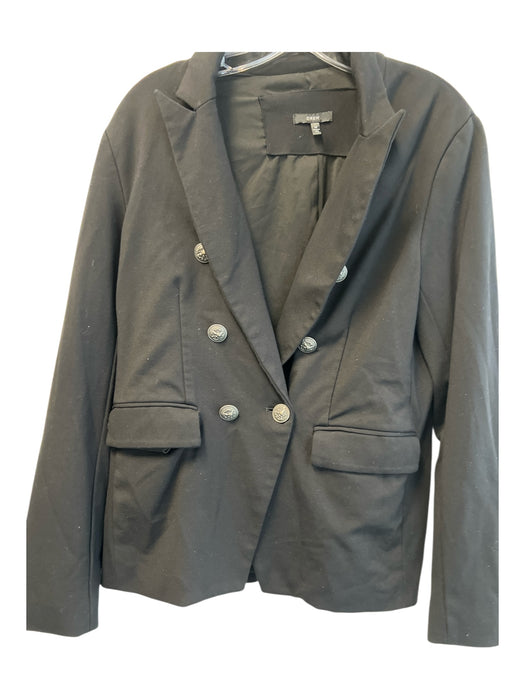 Drew Size Medium Black Viscose Blend Double Breast Deep V Pewter Buttons Blazer Black / Medium