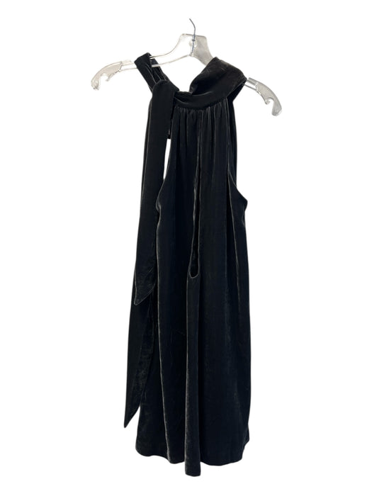 Poleci Size 2 Dark Gray Rayon Blend High Neck Tie at Neck Sleeveless Dress Dark Gray / 2