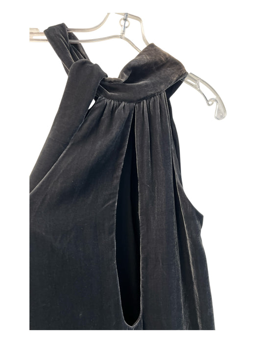 Poleci Size 2 Dark Gray Rayon Blend High Neck Tie at Neck Sleeveless Dress Dark Gray / 2