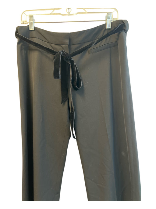 Burberry Size 10 Black Wool Velvet Tie Belt Wide Leg Dress Pant Pants Black / 10
