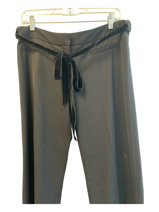 Burberry Size 10 Black Wool Velvet Tie Belt Wide Leg Dress Pant Pants Black / 10