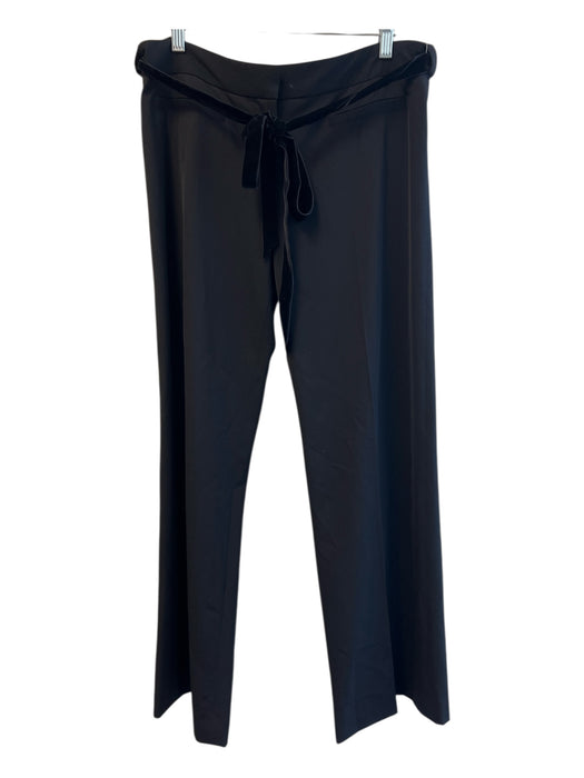 Burberry Size 10 Black Wool Velvet Tie Belt Wide Leg Dress Pant Pants Black / 10