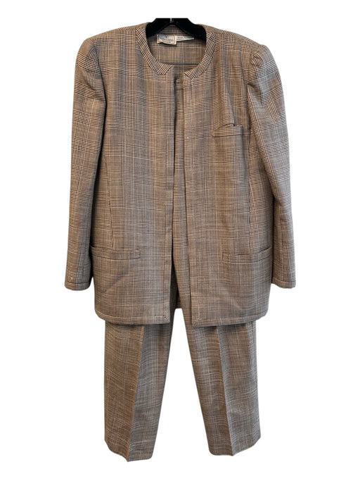 Valentino Size 8 Brown Beige & Tan No Fabric Tag Open Front Pockets Pants Suit Brown Beige & Tan / 8