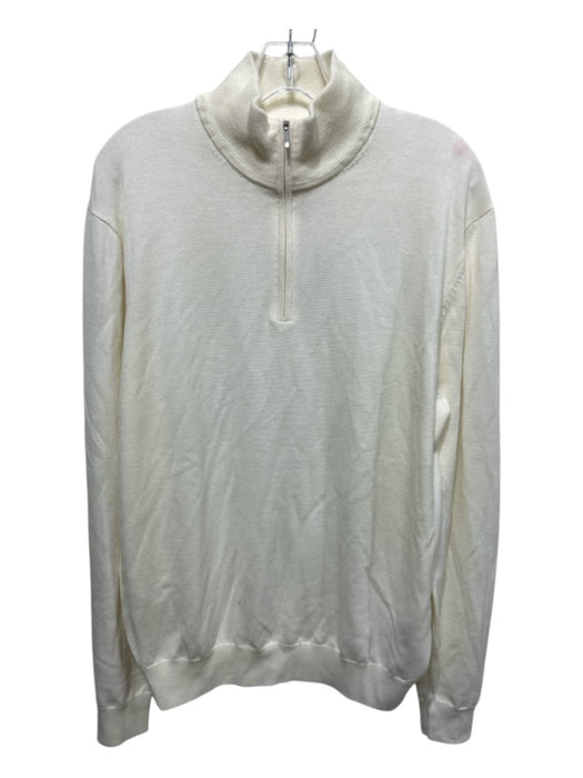 Suitsupply NWT Size XL Cream Merino Wool Solid Quarter Zip Men's Sweater Cream / XL