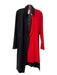Thierry Mugler Size 42 Black & Red Wool Blend V Neck Collar Faux Wrap Dress Black & Red / 42