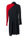 Thierry Mugler Size 42 Black & Red Wool Blend V Neck Collar Faux Wrap Dress Black & Red / 42