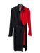Thierry Mugler Size 42 Black & Red Wool Blend V Neck Collar Faux Wrap Dress Black & Red / 42