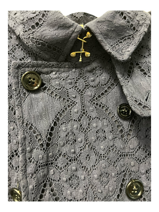 Burberry Size 6 Navy Cotton Eyelet Belt Pockets Trench Coat Navy / 6