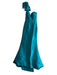 Blush Size 0 Teal Green Polyester One Shoulder Side Zip Bow Detail slit Gown Teal Green / 0