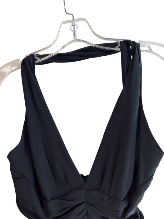 Moschino Size 6 Black Side Zip Draped Front Sleeveless Halter Gown Black / 6