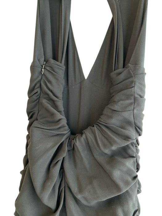 Moschino Size 6 Black Side Zip Draped Front Sleeveless Halter Gown Black / 6