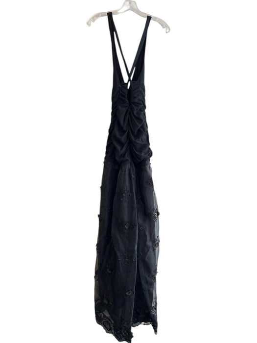 Moschino Size 6 Black Side Zip Draped Front Sleeveless Halter Gown Black / 6