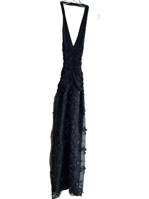 Moschino Size 6 Black Side Zip Draped Front Sleeveless Halter Gown Black / 6