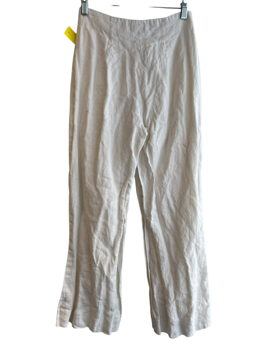 John Patrick Size Est XS White Organic Cotton Zip Fly Flat Front Pants White / Est XS