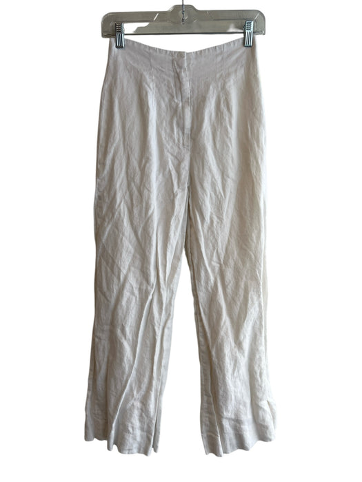 John Patrick Size Est XS White Organic Cotton Zip Fly Flat Front Pants White / Est XS