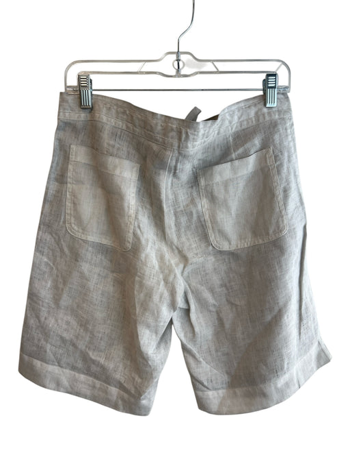120% Lino Size 40 Light Gray Linen Zip Fly Drawstring Pockets Mid Thigh Shorts Light Gray / 40