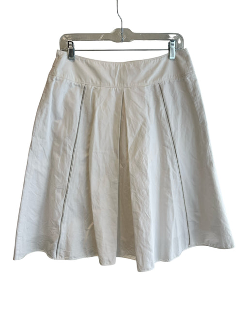 Lida Baday Size 8 White Cotton Blend Attached Belt Zip Detail Large Pleat Skirt White / 8