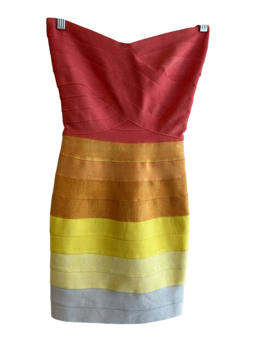 Etincelle Size 1 Orange, Gold & Yellow Viscose Blend Tiered Strapless Dress Orange, Gold & Yellow / 1