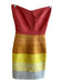Etincelle Size 1 Orange, Gold & Yellow Viscose Blend Tiered Strapless Dress Orange, Gold & Yellow / 1