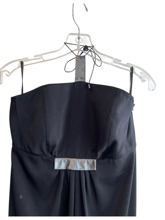 Thierry Muggler Size 44 Black Poly Blend Strapless Back Zip Leather Detail Gown Black / 44
